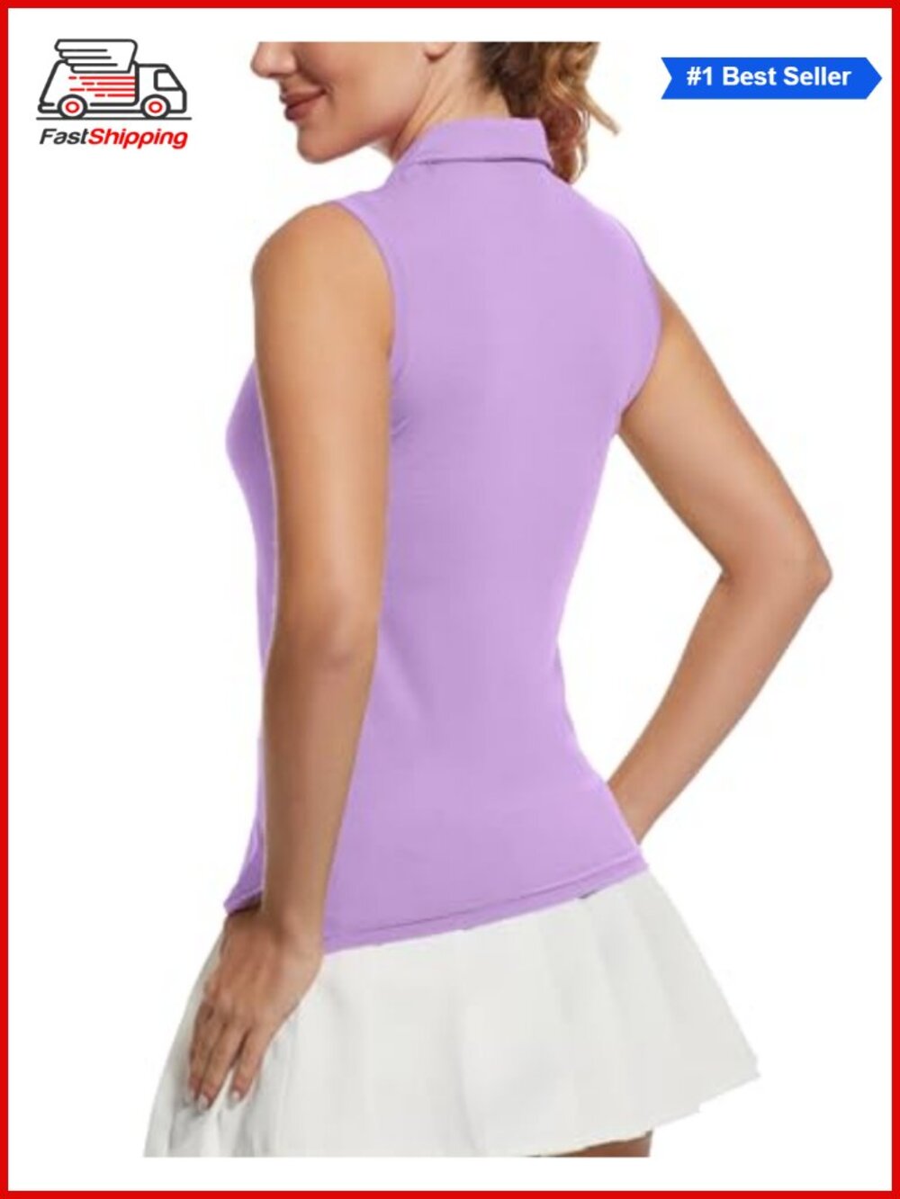 MathCat Womens Golf Polo Tank Top UPF 50+ Sleeveless Athletic V-Neck Shirt - Picture 2 of 6